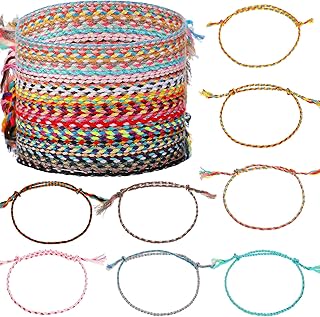 30 Pieces Friendship Bracelets Wave Handmade Woven Braided Bracelet Waterproof Rope Bracelet Surfer Adjustable Bohemian Wrist Cord for Women Men Jewelry Party Accessories
