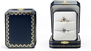 Oirlv Double Ring Box Royal Blue Ring Bearer Box for Engagement Wedding Jewelry Gift Case