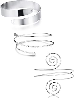 Arm Cuff Upper Arm Band for Women Gold Arm Cuff Bangle Bracelets Adjustable Coil Swirl Armlet ArmBand Jewelry,3-4Pcs