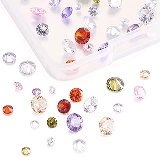 Beadthoven Mini Crystal Cubic Zirconia Stone Cabochons Faceted Pointed Back Rhinestone Gems CZ Diamonds Beads for DIY Jewelry Making Nail Art Craft Ring Embellishment Decorations, Cubic Zirconia,