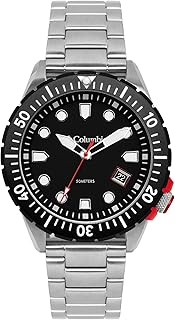 Men Japanese Quartz Diving Watch with Stainless Steel Strap, Silver, 12 (Model: CSC04-007)