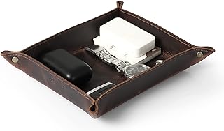 Londo Genuine Leather Tray Organizer Storage for Wallets Watches Keys Coins Cell Phones and Office Equipment