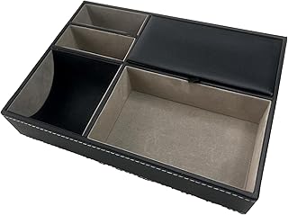 LA Bear Nightstand Organizer, Valet Tray, Entryway Everyday Carry Tray, Bedroom Dresser Organizer, Elegant Office Accessories, Mens Organizer Tray for Phone Keys Wallet (Black)
