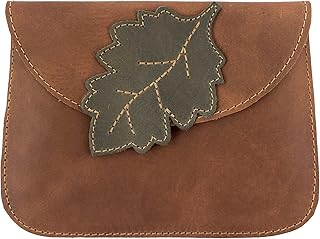 Leaves Card Wallet Pouch Handmade from Full Grain Leather, Soft Coin & Cash Organizer, Cable Holder, Phone & Accessories Case, Single Malt Mahogany, small, Vintage