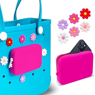 Silicone Phone Holder for Bogg Bag Insert Pouch Wallet Charm for Bogg Bags Accessories, Beach Bag Phone Holder Attachment for Bogg Beach Bags Tote Bag Magenta