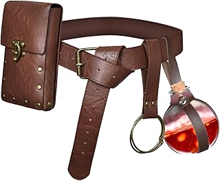 Belt Pouch Waist Bag, Fanny Pack Steampunk Phone Holder Womens Mens for Medieval Renaissance Costume Cosplay Accessories, Brown 3 bottle, Vintage Medieval Accessory