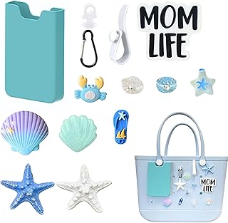 Phone Holder Bogg Bag Beach Charms Starfish Charms Hooks Set for Bogg Bag Accessories, Momlife Bag Charms for Beach Tote Bag, Rubber Beach Totes Accessories