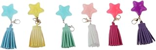 6Pcs Star Shaped Keychains,Candy Color Tassle Keychain Key Holder Phone Case Accessories Backpack Pendant Bag Ornaments Packaging Decoration, Multicolor, 6cm