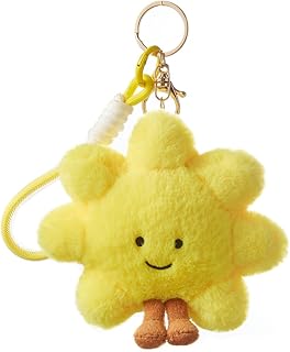 Amuseable Sun Cute Keychains, Sun Plush Keychain Accessories, Kawaii Keychains for Backpacks, Bags, Purse, Phone, Car Key Ring, Birthday Christmas New Year Gifts for Men Women, Yellow, 5inch