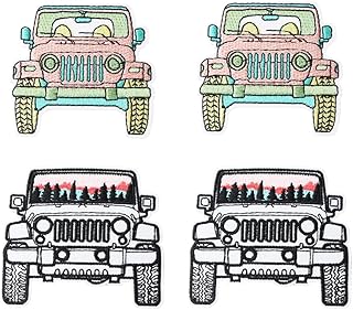 Ximimark 4pcs Off-Road Vehicle Embroidered Patches, Cartoon Iron-On Applique Badges for Clothing and Accessories, DIY Decoration Stickers for Jackets, Jeans, Caps, Backpacks, and Phone Cases