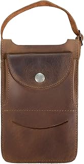Leather Hanging Phone Bag, Wallet Pouch, Card Organizer, Commuting Essentials, Everyday Accessories, Handmade Includes 101 Year Warranty :: Bourbon Brown, Brown, Unique