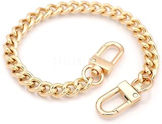 CRAFTMEMORE 8 Inches Purse Chain Handle Handbag Strap Metal Flat Curb Chain Replacement Cosmetic Clutch Mini Pochette Accessories (IR-8L, Gold)