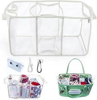 Clear Beach Bag Organizer Insert with 3pcs Accessories for Large Bogg Bag Inserts - Beach Tote Bag Divider with Sunglasses Holder, Phone Holder and Clips Hooks - Beach Tote Bag Insert Organizer Liner