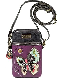 Purple Butterfly Cellphone Crossbody Handbag - Convertible Strap Butterfly Lovers Accessories, 5" x 7.5" x 1", Purple, 5" x 7.5" x 1"