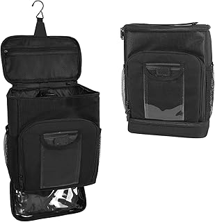 Shower Caddy Tote Bag, Travel Toiletry Bag, Hanging Travel Toiletry Bag with Phone Pocket, Travel Essentials Bag for Women Wen, Oxford Fabric Portable Mesh Shower Caddy for Travel Accessories (Black)