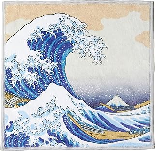 Yamamoto Hitoshouten Japanese Miscellaneous Goods Kyoto Accessories, Double-Sided Handkerchief for Cleaning Glasses and Smartphones, Ukiyo-e Fabric Collection, Great Wave Off Kanagawa, Approx. 9.8 x