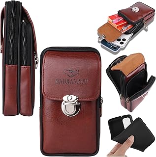 Phone Holster for Samsung Galaxy S22 Ultra 5G Zipper Wallet Case with Beltclip PU Leather Credit Cash Card Pouch Holder Flip Cell Carrying Bag Cover Accessories S22ultra 22S S 22 S22ultra5g 6.8 Brown
