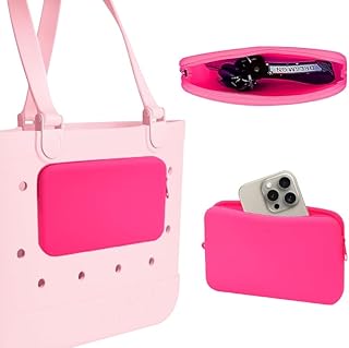 Silicone Phone Holder for Beach Bag, Phone Case Holder Charms Insert Accessories, Cell Phone Holder Attachment for Beach Tote Bag (Fuchsia)