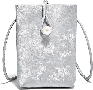 Women Crossbody Handbag Small Phone Bag Trendy Purse Shoulder Bags for Ladies with Pearl Accessories