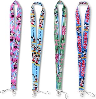 4 Pack Cartoon Neck Lanyard Necklace Phone Straps Key Chain,Neck Lanyard for ID Badge Holder Bags Accessories with Lobster Clasps