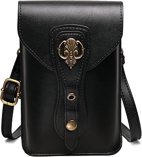 Medieval Leather Belt Pouch – Versatile Renaissance Bag for Ren Faire, Crossbody Cell Phone Holder, and Fairy Accessories - Black, Black, Medieval Renaissance