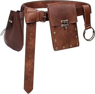 Steampunk Fashion Waist Bag Fanny Pack Belt Pouch Phone Purse Festival Medieval Renaissance Costume Retro Cosplay Accessory, 2P-Brown, Vintage,medieval