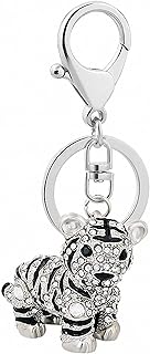 AIBEARTY Cute Tiger Lion Shape Keychain Crystal Fashionable Car Accessories Gift Key Phone Bag Charm