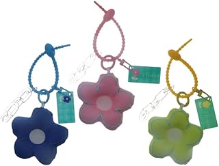 4Pcs Flower Keyring Filled Cotton Lanyard Flower Keychain, Cute Backpack Ornaments Pendant Keychain Phone Chain Accessories, Pink,blue,green, 20X9CM