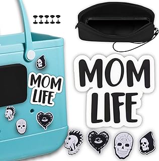 Beach Bag Accessories Mom Life Beach Bag Charms, Silicone Phone Holder for Beach Bag, Gothic Charms