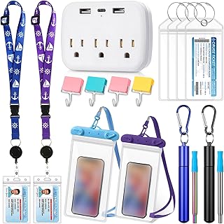 17 Pcs Carnival Cruise Ship with Power Strip Luggage Tags Magnetic Hooks Card Lanyards Phone Bags and Reusable Straw