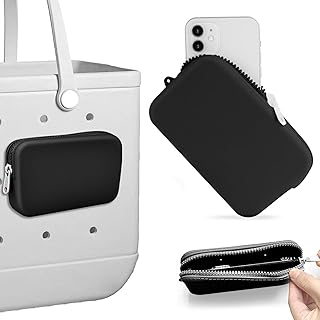 Fiwzzdur Phone Holder for Bogg Bag, Soft Silicone Insert Wallet Charm for Bogg Bags Accessories, Attachment for Bogg Beach Bags Tote Bag (Black)