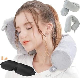 Lucear Travel Pillow Neck Pillows Travel Essentials Traveling on Airplane Twist Memory Foam, Bus, Train at Home(Grey Memory Foam)