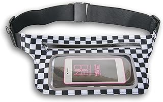 Accessory Belt Bag Fanny Pack with Adjustable Band for Hands Free Carrying Phone, Money, Valuables, Black and White Check