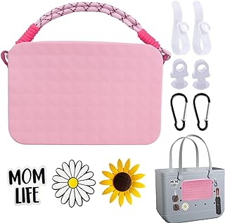 Accessories Set for Bogg Bag, Silicone Phone Holder for Bogg Bag, Compatible with Various Bogg Bag Sizes, Charms for Bogg Bag (Pink), Pink