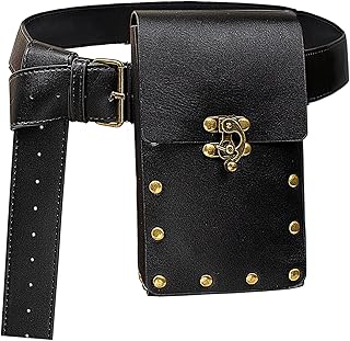 Belt Pouch Casual Fanny Pack Phone Holder Steampunk Renaissance Costume Accessories Festival Piece Medieval Waist Bag, Black, Belt Bag