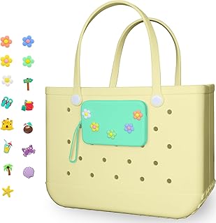 Silicone Phone Holder Bag for Bogg Bag, BPA FREE Silicone Storage Bag with 15 Charms for Bogg Bags