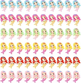 60PCS Cute Mermaid Flatback Resin Charms Small Mermaid Slime Charms Ocean Theme Resin Embellishments Cartoon Mermaid Girl Resin Cabochons Crafts Decoration Accessories - 6 Colors, Small, Resin,