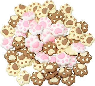 Honbay 60PCS Cat Paw Flatback Resin Charms Animal Footprint Resin Cabochons for Hair Accessories Phone Case Scrapbooking Decor (3 Color)