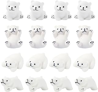16Pcs Cartoon Three-dimensional Cute Polar Bear DIY Resin Accessories For Mobile Phone Case Decoration Hairpin Storage Box Bedroom Wall Decoration, Resin, resin