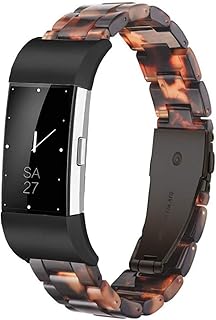 Ayeger Resin Band Compatible with Fitbit Charge 2/2 HR,Women Men Resin Accessory Rose Gold Buckle Band Wristband Strap Blacelet for Fitbit Charge 2/2 HR Smart Watch Fitness