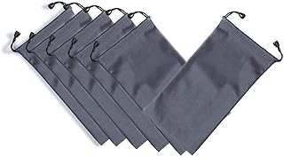 Microfiber Waterproof Drawstring Pouch,Soft Storage Bag for Cell Phones Power Bank and More,Grey,Pack of 6