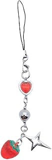 Aesthetic Y2K Phone Charm Accessories Cute Star Strawberry Bowknot Love Heart Cell Phone Lanyard for Wallet Bag Purse