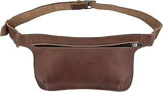 Rectangular Fanny Pack, Narrow Waist Bag with Adjustable Strap, Phone Holder, Cable Case, Accessories, Full Grain Leather, Handmade, Single Malt Mahogany, 5 inches, Classic