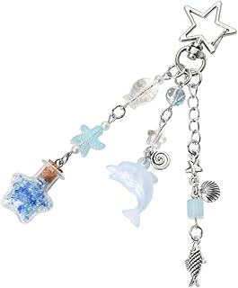 Y2k Dolphin Keychain for Phone Case Charms Cute Decorations for Backpack Purse Accessories for Handbags Cellphone Key Chains for Women Aesthetic Blue Wish Bottle Keychains for Womens Trendy Stuff,