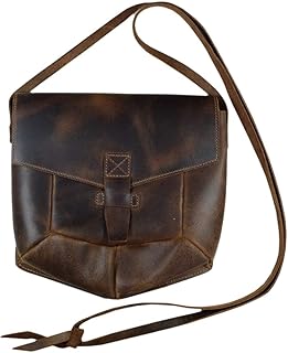 Hide & Drink, Prisma-Shaped Shoulder Bag, Vintage Purse, Messenger and Crossbody Bag, Full Grain Leather, Handmade