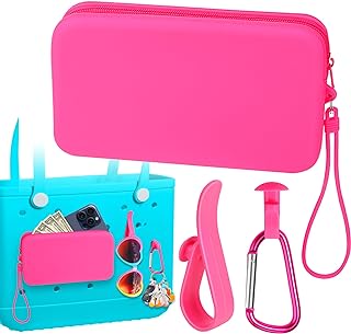 Mity rain Silicone Wallet for Bogg Bag Phone Holder, Accessories Set for Bogg Bag Contain 2PCS Key Holder and a Large Capacity Silicone Zipper Bag for Beach Bags Tote Bag