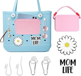 Accessories Set for Bogg Bag, Silicone Phone Holder for Bogg Bag, Charms for Bogg Bag, Compatible with Various Bogg Bag Sizes (Pink)