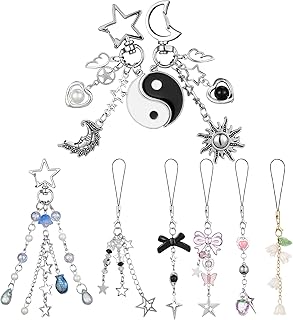 ​​8 Pcs Cute Phone Charm Y2k Keychains Aesthetic Keychain Jellyfish Ocean Keychain Butterfly Strawberry Star Heart Phone Straps Y2k Accessories for Women Bag Purse Camera Pendants Decor,