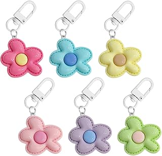 6PCS Flower Key Chain Candy Color Floral Shape Pendant Keychains Cute Mini Aesthetic Decor Keychain Resin key Chains for DIY Decor Purse Bag Car Key Ring Earphone Case Cell Phone Chain Accessories,