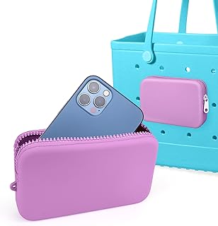 Insert for Bogg Bag Accessories, Silicone Phone Holder, Small Pouch Organizer with Zipper Compatible with Bogg Bag Original All Models Rubber Beach Tote Bag